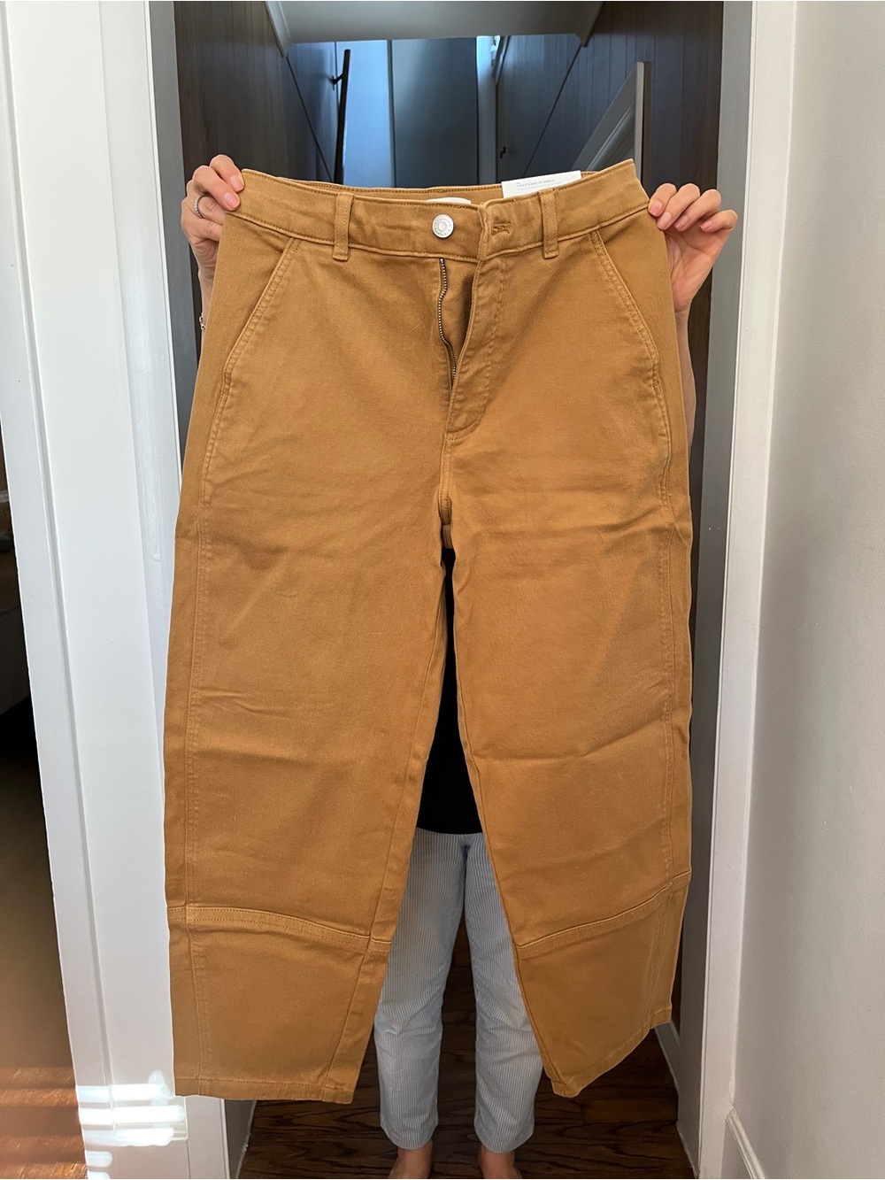 Everlane Straight-Leg Pants in Caramel Brown